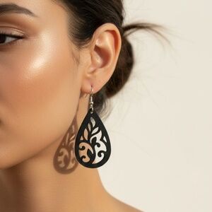 Elegant Filigree 3D Printed Teardrop Earrings .925